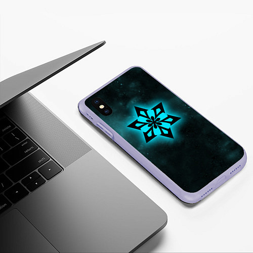 Чехол iPhone XS Max матовый КРИО элемент Genshin Impact / 3D-Светло-сиреневый – фото 3