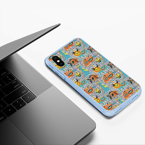 Чехол iPhone XS Max матовый Фантастические животные / 3D-Голубой – фото 3