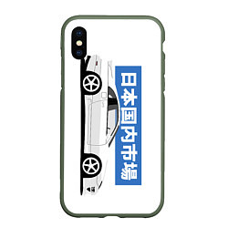 Чехол iPhone XS Max матовый Nissan 300ZX Front View JDM Retro Style, цвет: 3D-темно-зеленый