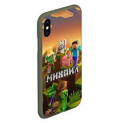 Чехол iPhone XS Max матовый Михаил Minecraft, цвет: 3D-темно-зеленый — фото 2