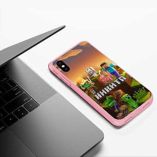 Чехол iPhone XS Max матовый Никита Minecraft / 3D-Баблгам – фото 3