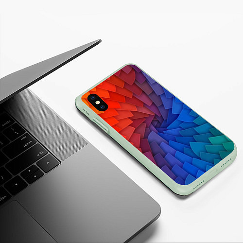 Чехол iPhone XS Max матовый Листы цветной бумаги / 3D-Салатовый – фото 3