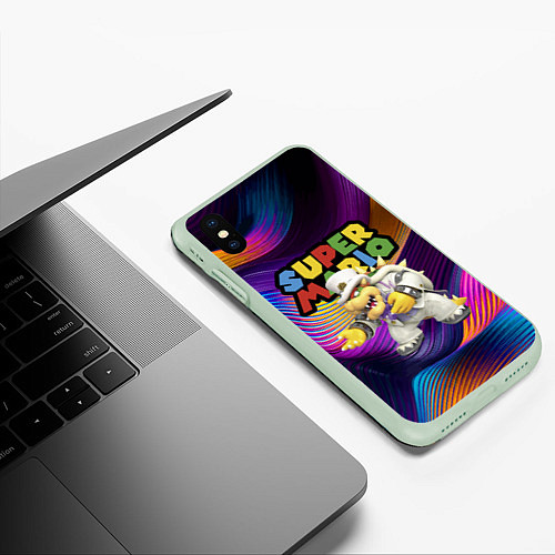 Чехол iPhone XS Max матовый Super Mario - Bowser - Nintendo / 3D-Салатовый – фото 3