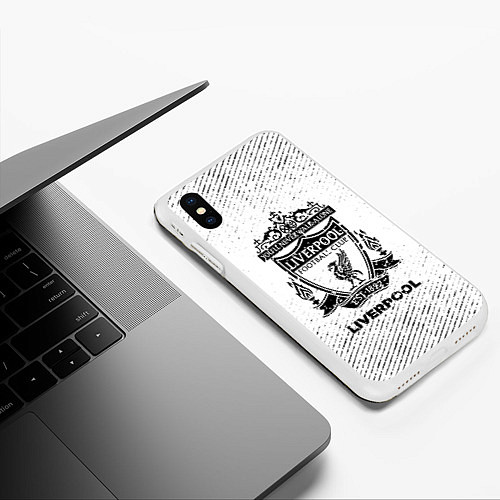 Чехол iPhone XS Max матовый Liverpool с потертостями на светлом фоне / 3D-Белый – фото 3