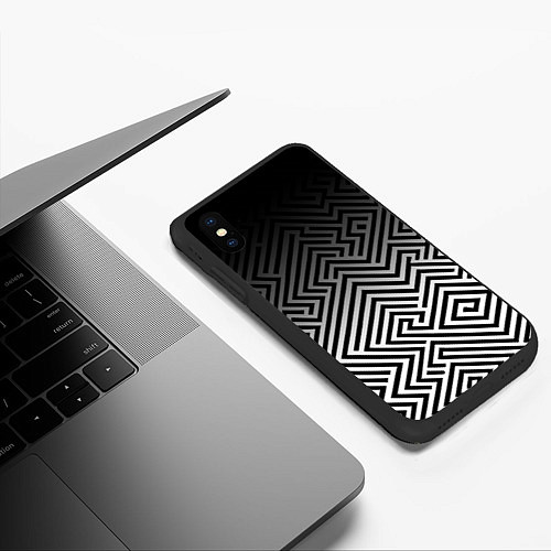 Чехол iPhone XS Max матовый Геометрические узоры с градиентом / 3D-Черный – фото 3