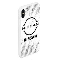 Чехол iPhone XS Max матовый Nissan с потертостями на светлом фоне, цвет: 3D-белый — фото 2