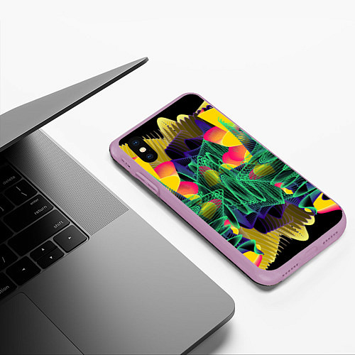 Чехол iPhone XS Max матовый Цветная абстрактная полоса графика / 3D-Сиреневый – фото 3