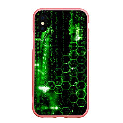Чехол iPhone XS Max матовый Зелёный программный код, цвет: 3D-баблгам