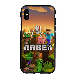 Чехол iPhone XS Max матовый Павел Minecraft, цвет: 3D-черный