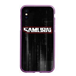 Чехол iPhone XS Max матовый Samurai - Киберпанк - Двоичный код, цвет: 3D-фиолетовый