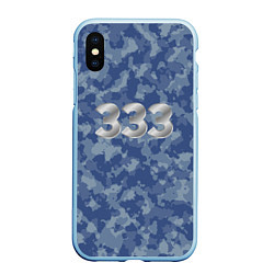 Чехол iPhone XS Max матовый Армейский камуфляж 333, цвет: 3D-голубой