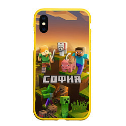 Чехол iPhone XS Max матовый София Minecraft, цвет: 3D-желтый