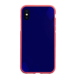 Чехол iPhone XS Max матовый Темно синий фон, цвет: 3D-красный