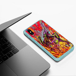 Чехол iPhone XS Max матовый Евангелион красочный, цвет: 3D-мятный — фото 2