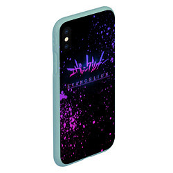 Чехол iPhone XS Max матовый Evangelion neon logo, цвет: 3D-мятный — фото 2