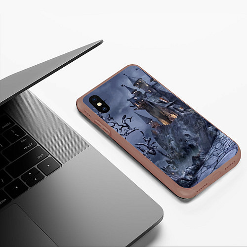 Чехол iPhone XS Max матовый Старый заброшенный замок - Halloween / 3D-Коричневый – фото 3