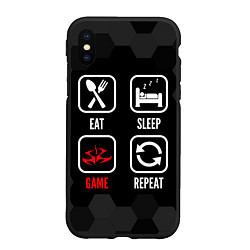 Чехол iPhone XS Max матовый Eat, sleep, Hitman, repeat, цвет: 3D-черный