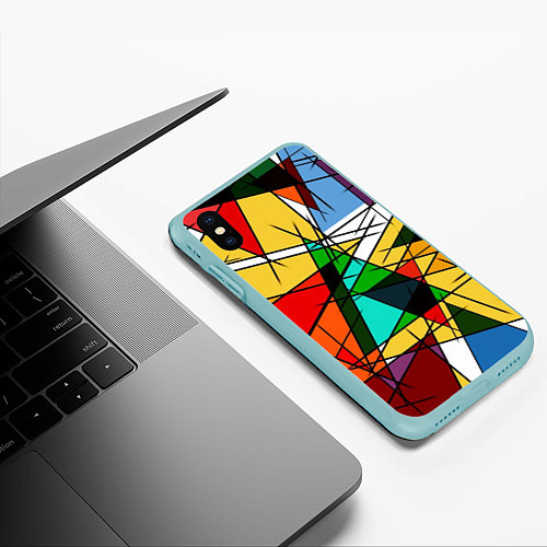 Чехол iPhone XS Max матовый Грубый абстрактный фон / 3D-Мятный – фото 3