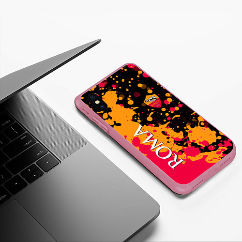 Чехол iPhone XS Max матовый Roma Краска / 3D-Малиновый – фото 3