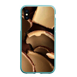 Чехол iPhone XS Max матовый Кусочки шоколадных яйиц, цвет: 3D-мятный
