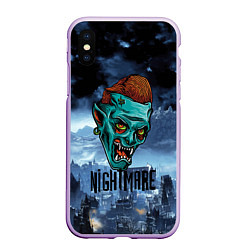 Чехол iPhone XS Max матовый Ночной кошмар - Horror face, цвет: 3D-сиреневый