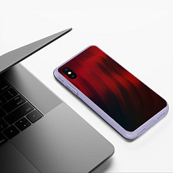 Чехол iPhone XS Max матовый Красные абстрактные волны во тьме, цвет: 3D-светло-сиреневый — фото 2
