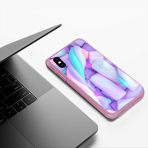 Чехол iPhone XS Max матовый Необычные конфеты / 3D-Розовый – фото 3