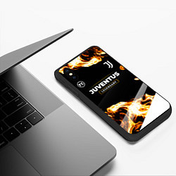 Чехол iPhone XS Max матовый Juventus legendary sport fire, цвет: 3D-черный — фото 2