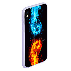 Чехол iPhone XS Max матовый Огонь и вода - противостояние, цвет: 3D-светло-сиреневый — фото 2