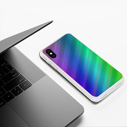 Чехол iPhone XS Max матовый Полосы всех цветов радуги, цвет: 3D-белый — фото 2