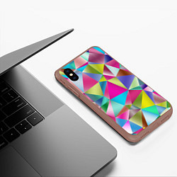 Чехол iPhone XS Max матовый Радужные трехмерные треугольники, цвет: 3D-коричневый — фото 2