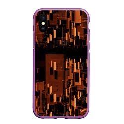 Чехол iPhone XS Max матовый Абстрактное множество оранжевых фигур во тьме, цвет: 3D-фиолетовый