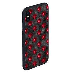 Чехол iPhone XS Max матовый Красные бутоны цветов, цвет: 3D-черный — фото 2