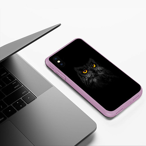Чехол iPhone XS Max матовый Сова ночью / 3D-Сиреневый – фото 3