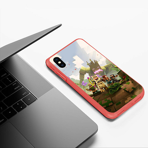 Чехол iPhone XS Max матовый Джунгли - Майнкрафт / 3D-Красный – фото 3
