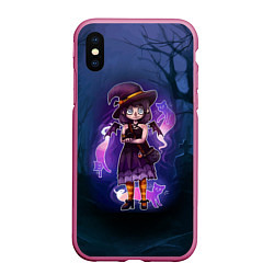 Чехол iPhone XS Max матовый Ведьма-малолетка с котами - Halloween, цвет: 3D-малиновый