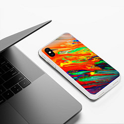 Чехол iPhone XS Max матовый Неоновый градиент красок, цвет: 3D-белый — фото 2