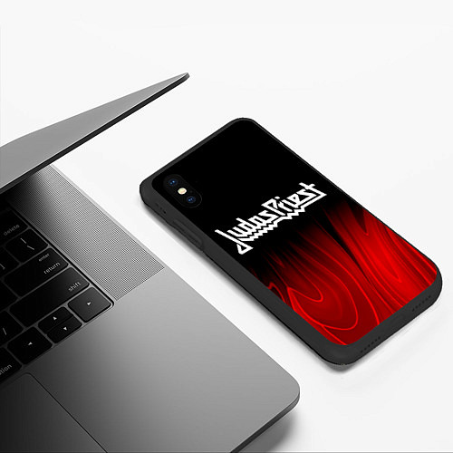 Чехол iPhone XS Max матовый Judas Priest red plasma / 3D-Черный – фото 3