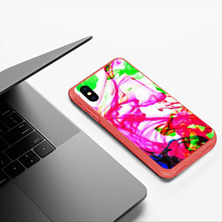 Чехол iPhone XS Max матовый Неоновые краски в воде, цвет: 3D-красный — фото 2