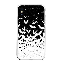 Чехол iPhone XS Max матовый Black and white bat pattern, цвет: 3D-белый