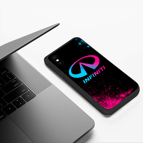 Чехол iPhone XS Max матовый Infiniti - neon gradient / 3D-Черный – фото 3