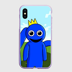 Чехол iPhone XS Max матовый Blue: Rainbow Friends, цвет: 3D-светло-сиреневый