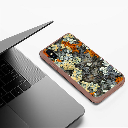 Чехол iPhone XS Max матовый Лишайниковый лес / 3D-Коричневый – фото 3