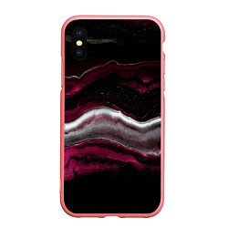 Чехол iPhone XS Max матовый Розовые и белые волны песка в абстракции, цвет: 3D-баблгам