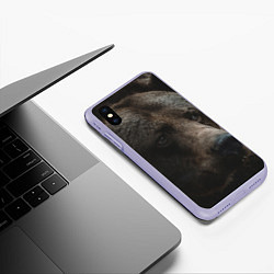 Чехол iPhone XS Max матовый Медведь, цвет: 3D-светло-сиреневый — фото 2