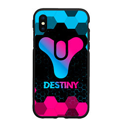 Чехол iPhone XS Max матовый Destiny - neon gradient, цвет: 3D-черный