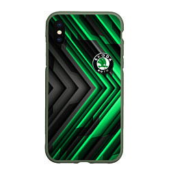 Чехол iPhone XS Max матовый Skoda строгий стиль, цвет: 3D-темно-зеленый