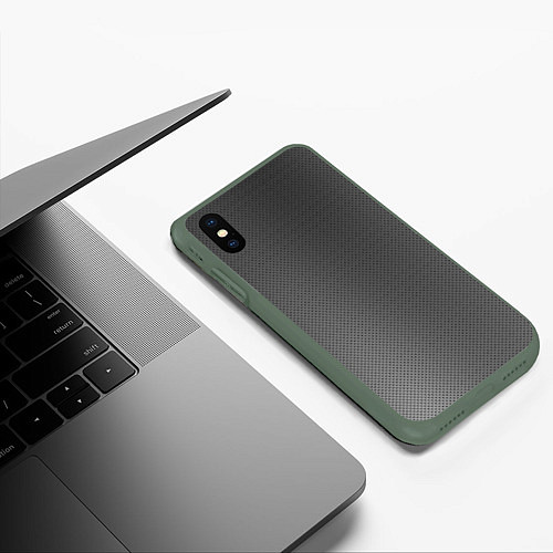 Чехол iPhone XS Max матовый Стальной фон / 3D-Темно-зеленый – фото 3