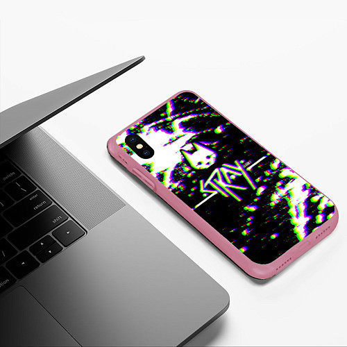 Чехол iPhone XS Max матовый Stray glitch / 3D-Малиновый – фото 3