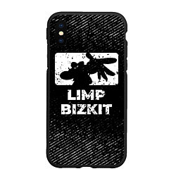 Чехол iPhone XS Max матовый Limp Bizkit с потертостями на темном фоне, цвет: 3D-черный